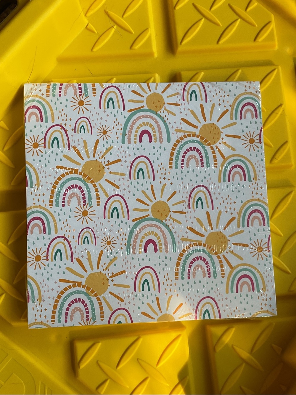 Stampin' Up! Rainbow and Sunburst Patterned Paper - Yellow, Pink, Teal, Gold